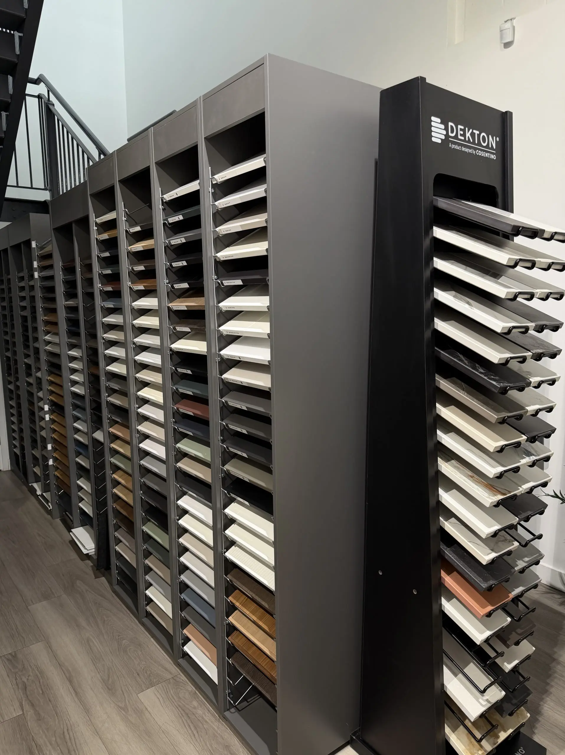 Kitchen material and worktop samples at Victoria Kitchens